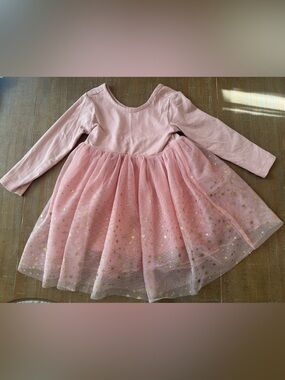 Hanna Andersson Long Sleeve Tulle Shimmer Dress pink 2T
